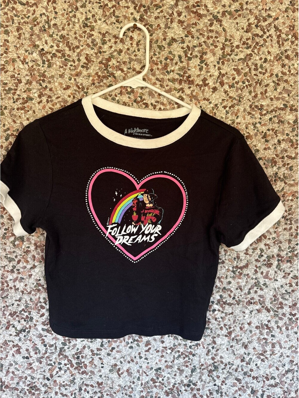 A Nightmare on Elm Street Freddy Krueger Rhinestone Ringer Crop Top M